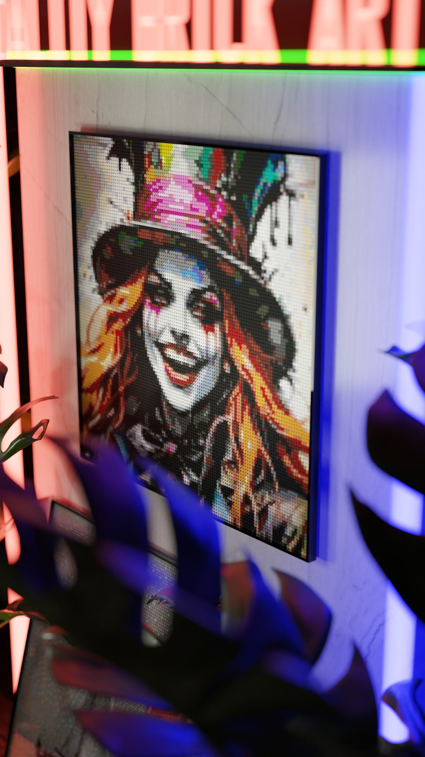 The Mad Hattress LEGO® Style mosaic pixel art design for display